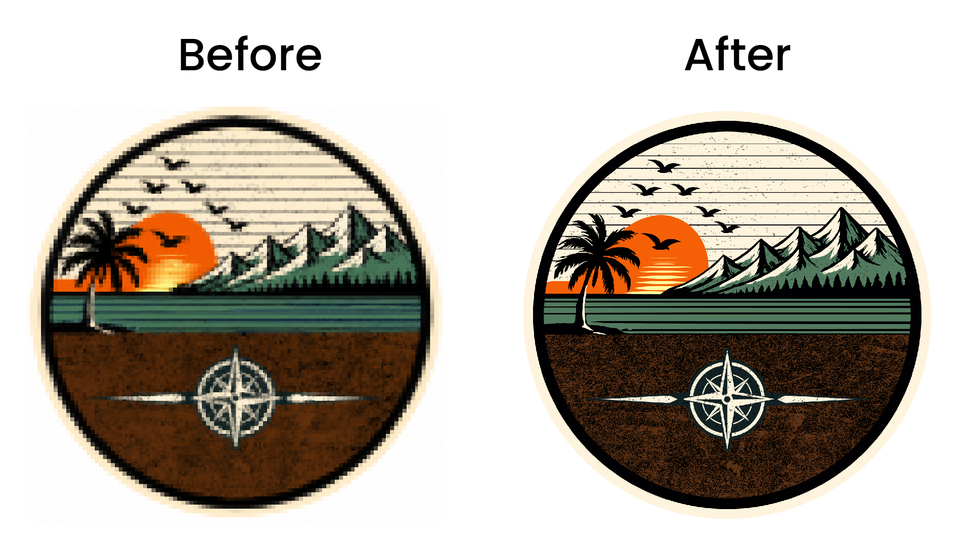 Logo vector tracing before and after
