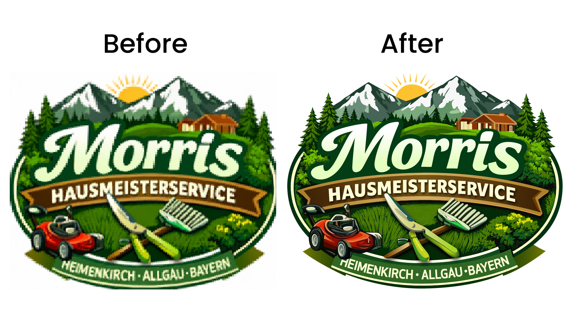 Morris logo vector tracing before and after