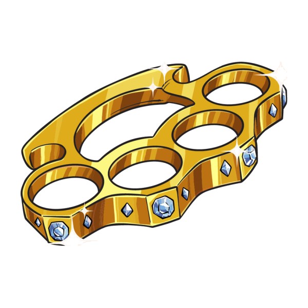 Gold brass knuckles illustration with diamonds redrawn from PNG as detailed vector artwork