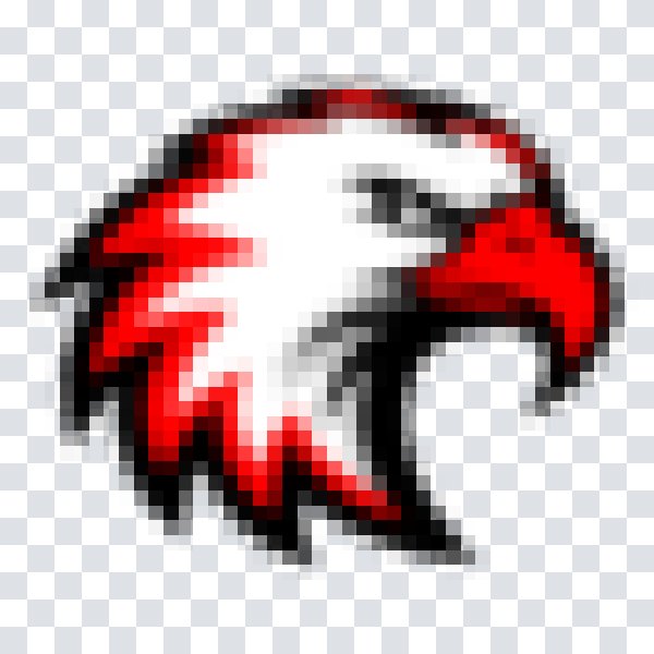 Pixelated eagle mascot PNG with a transparent background before vector conversion