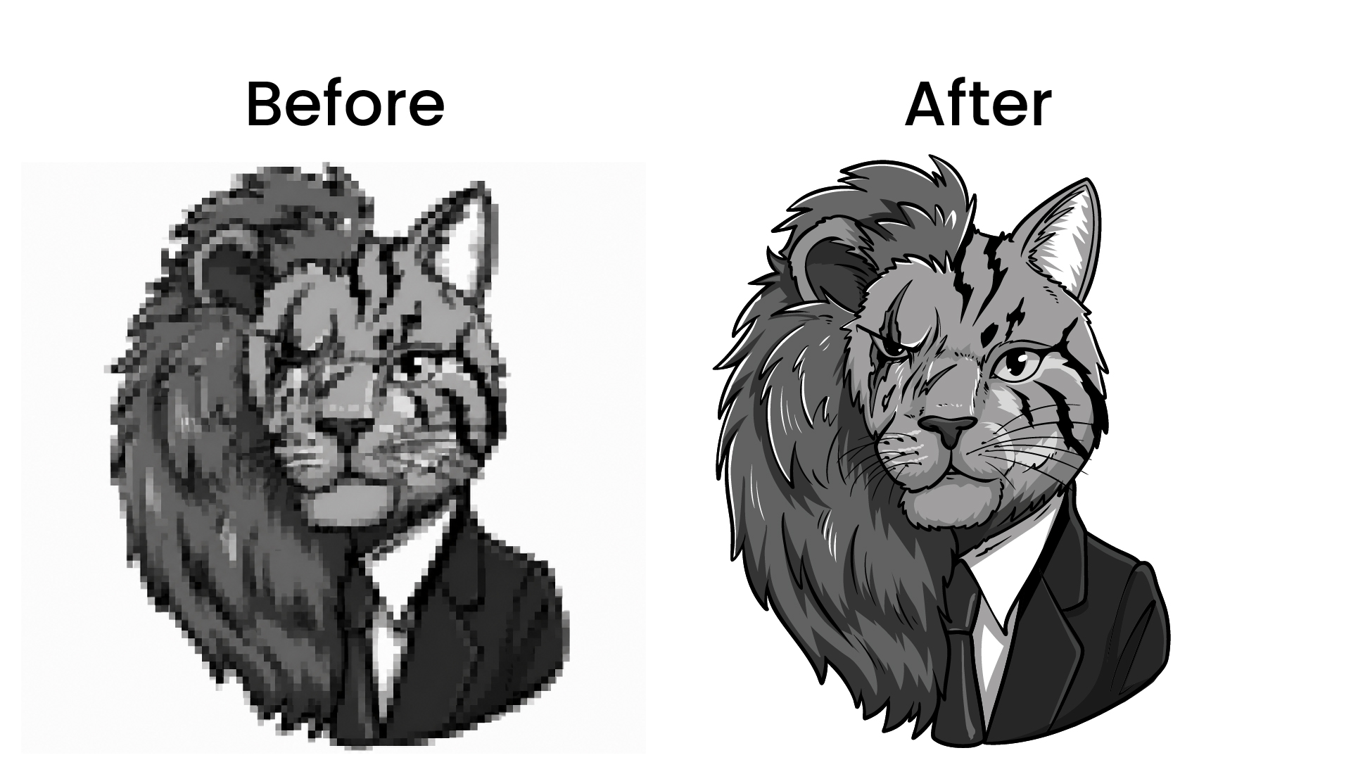 Lion Man logo vector tracing
