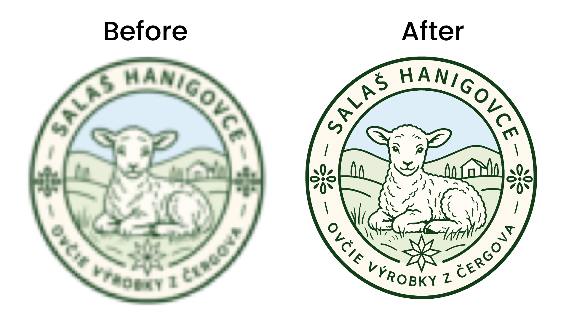 Salas Hanigovce logo vector tracing before and after