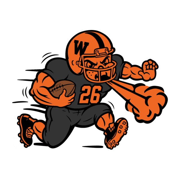 Football player mascot redrawn as a clean print-ready vector for apparel printing