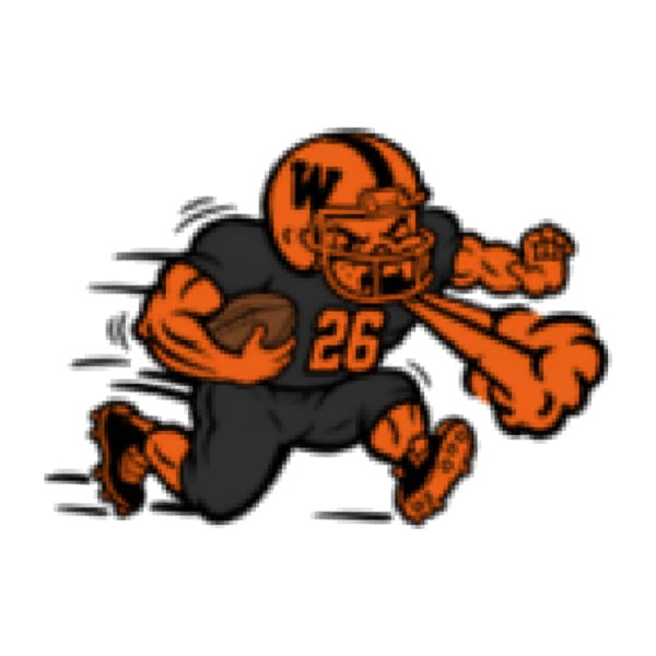 Blurry low-resolution football player mascot before print-ready vector redraw