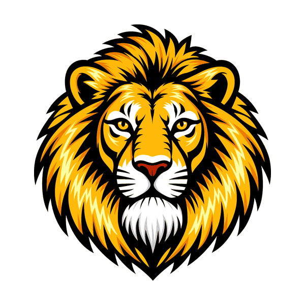 Lion head mascot redrawn as a clean print-ready vector for screen printing and embroidery