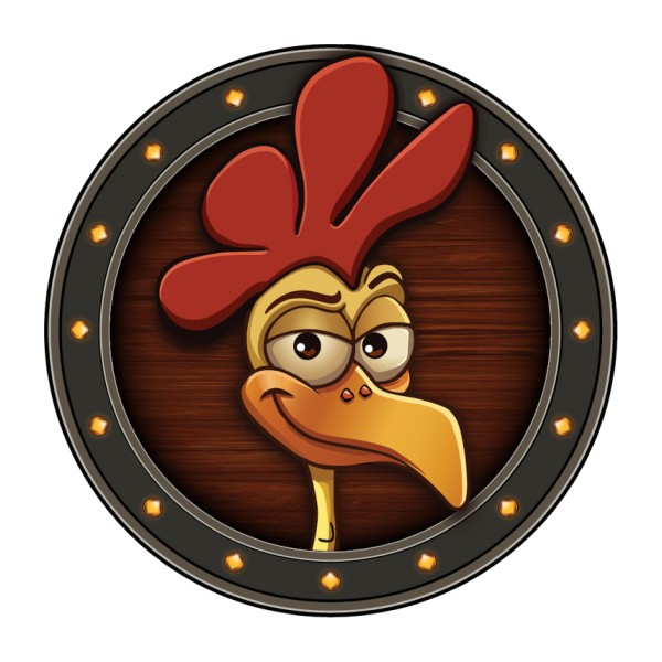 Rooster mascot porthole badge redrawn as a clean print-ready vector for screen printing