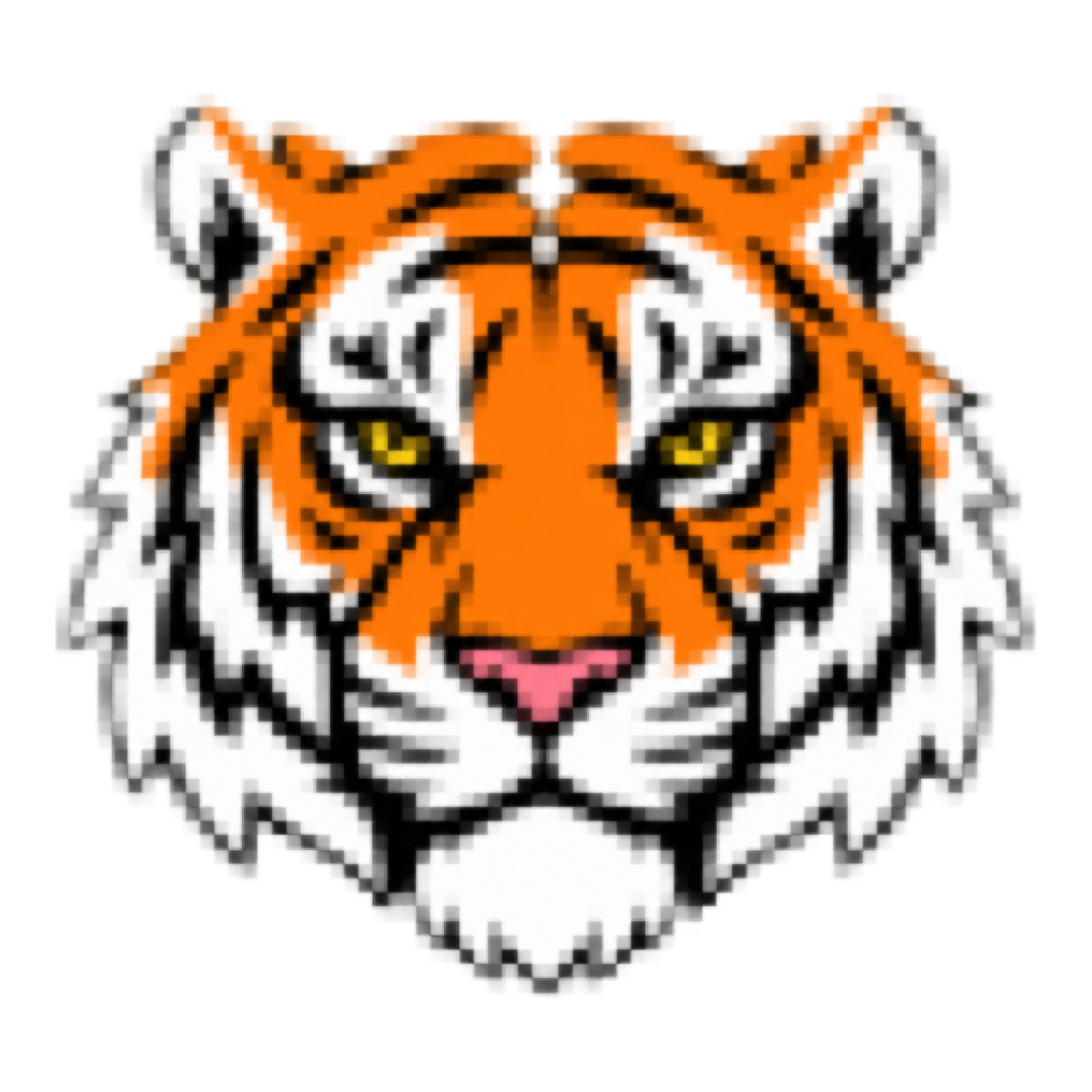 Pixelated low-resolution tiger logo before manual vector tracing